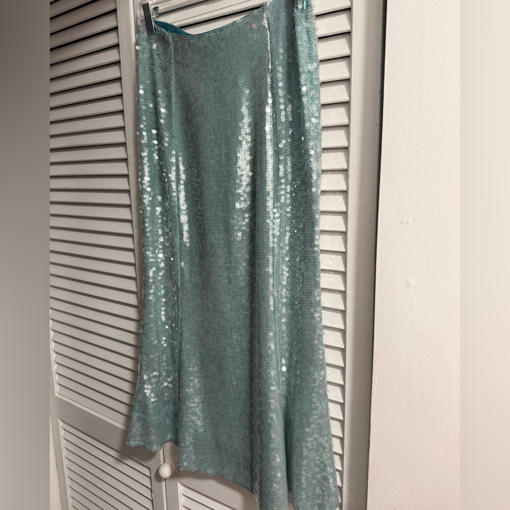 Veronica Beard Sequin Mint Green Midi Skirt - Picture 6 of 7